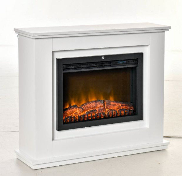 HOMCOM Elektrischer Kamin, 3D LED-Flammen, Fernbedienung, Timer, MDF, Weiß, 820-195V90