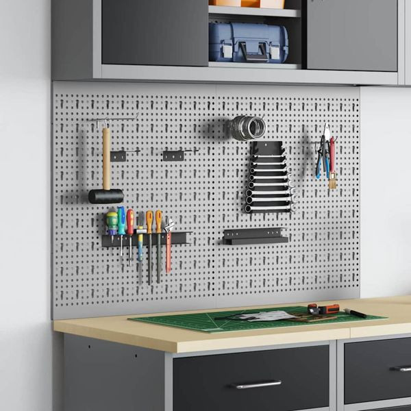 vidaXL Werkzeugwandpaneel 2-teilig Grau 100 x 1 x 60 cm, 4103481