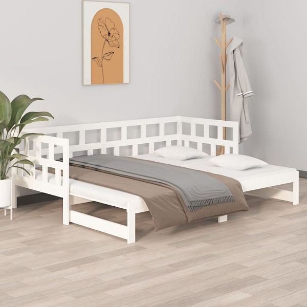 vidaXL Tagesbett Ausziehbar Weiß Massivholz Kiefer 2x(80x200) cm, 820228