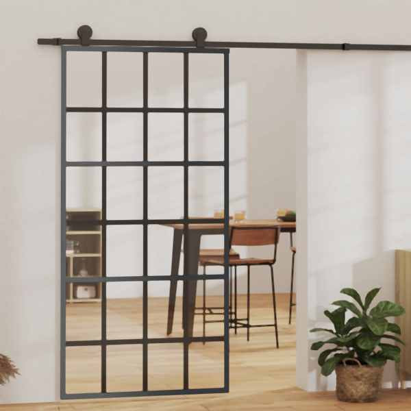 vidaXL Schiebetür mit Beschlag ESG-Glas & Aluminium 102x205 cm, 3081966