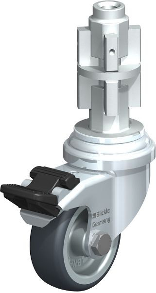 Blickle LRA-TPA 50G-FI-E04 Apparate-Lenkrolle mit Expander & Feststeller, Thermoplastisches Gummi-Elastomer, Grau, 661595