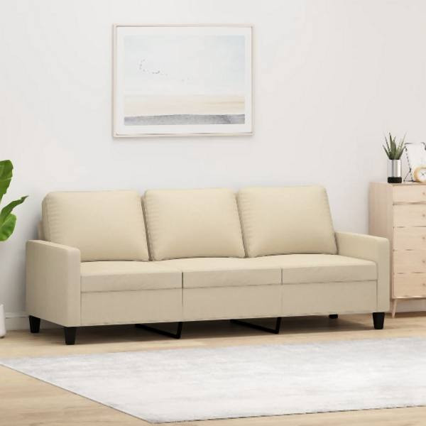 vidaXL 3-Sitzer-Sofa Creme 180 cm Stoff, Füllung: Schaumstoff, 359173
