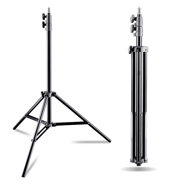 Walimex pro AIR 200 Lampenstativ 2er-Set höhenverstellbar bis 200 cm, Lichtstativ aus Aluminium mit Luftfederung, Blitzstativ bis 4,5 kg Traglast, 1023172