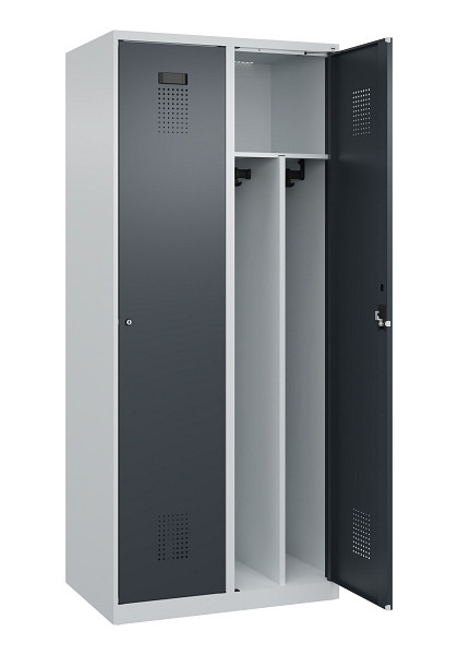 C+P Spind Evolo PLUS, 2 Abteile, 1850x800x500mm, 7035/7016, Verschluss Zylinderschloss, 049000-22F S10039
