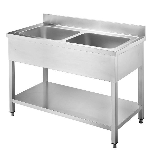 Vaiotec TOPLINE Spültisch 700 / 2 Becken, 40 mm starke Arbeitsplatte, 120x70x85 cm, 10453