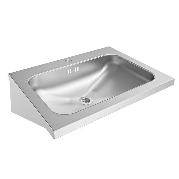 KWC Einzelwaschtisch, Anima, Edelstahl, 600x200x440 mm, mit Überlauf, mit Amaturenbohrung, 2000103765