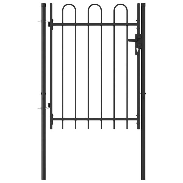 vidaXL Zauntor Einzelflügel Gewölbte Spitze Stahl 1 x 1,2 m Schwarz, 146030
