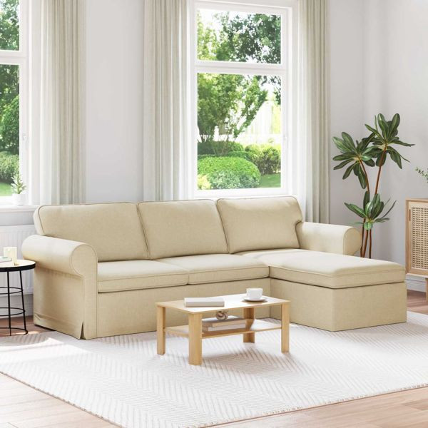 vidaXL Sofa 210cm Creme Metall, 42024346, 8721364376472