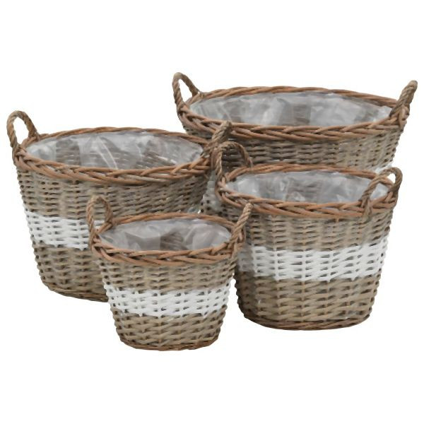 vidaXL Hochbeet 4-teilig Weide mit PE-Auskleidung, 246830