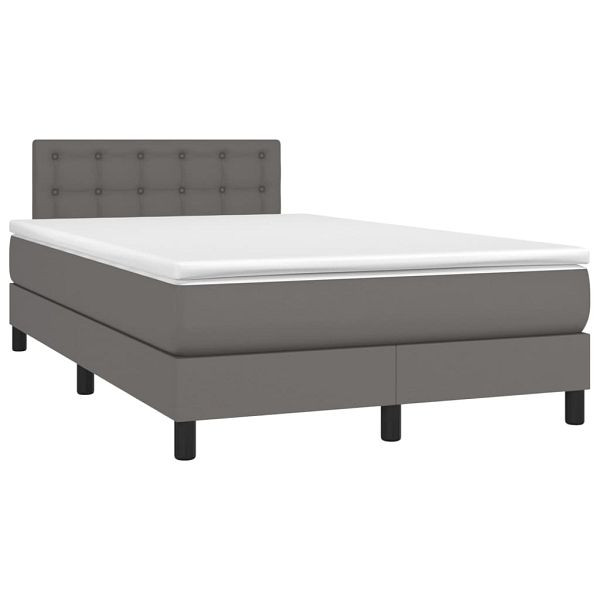 vidaXL Boxspringbett mit Matratze & LED Grau 120x190 cm Kunstleder, 3270139