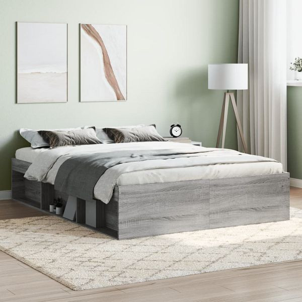 vidaXL Bettgestell Grau Sonoma 135x190 cm, Top-Qualität, 3203913
