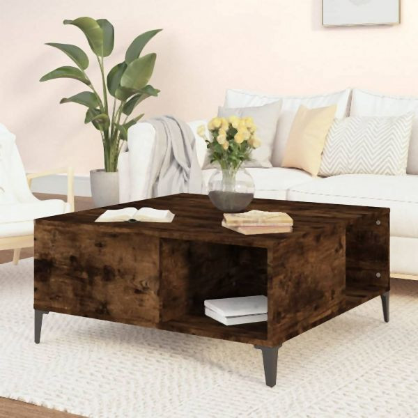 vidaXL Couchtisch Räuchereiche 80x80x36,5 cm Holzwerkstoff, 821105