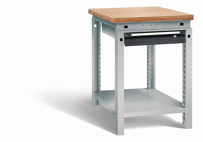 Otto Kind Werkbank Serie function Typ 103, Multiplexplatte 40 mm, bündig, 1Schublade 120 mm, Gehäuse RAL 9006, Front RAL 9005, 07232013N