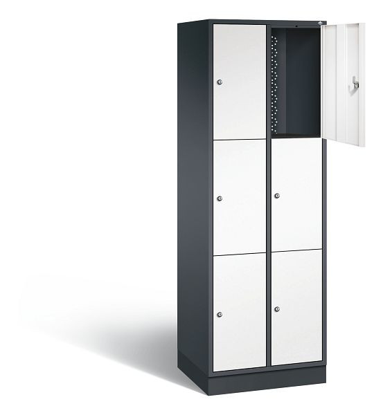 C+P Schließfachschrank Intro, H1950xB620xT490mm, Farbe: Schwarzgrau / Verkehrsweiß, 8370-201 S10095