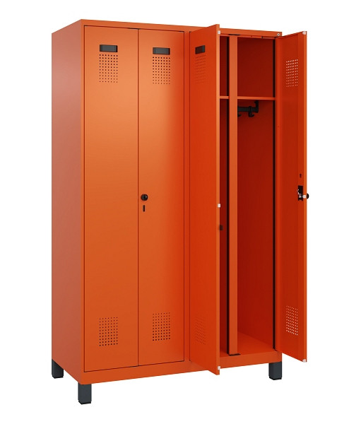 C+P Schwarz-Weiß-Spind Evolo PLUS, mit Füßen, 4 Abteile, 1950x1200x500mm, 2004/2004 Reinorange, Abteile 4, Abteilbreite 300 mm, 049012-40 S10023
