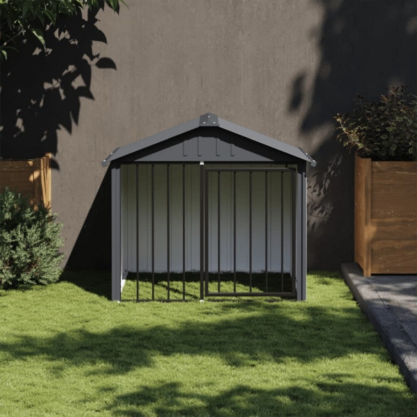 vidaXL Hundehütte mit Dach Schwarz 117x103x102 cm Verzinkter Stahl, 172346