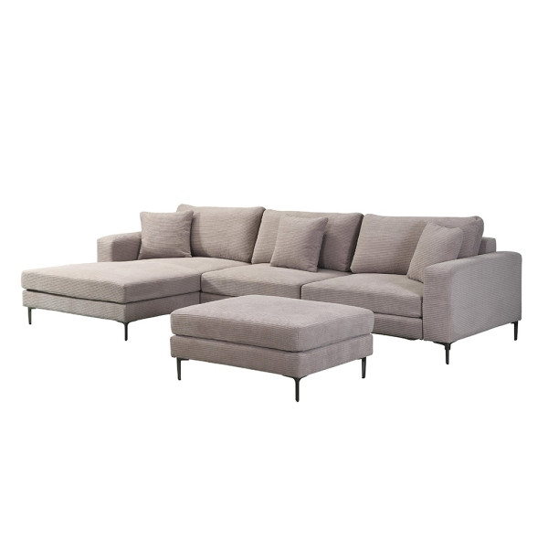 HOME DELUXE Modulares Sofa mit Hocker BELLANO Cord Beige M Links, 61833