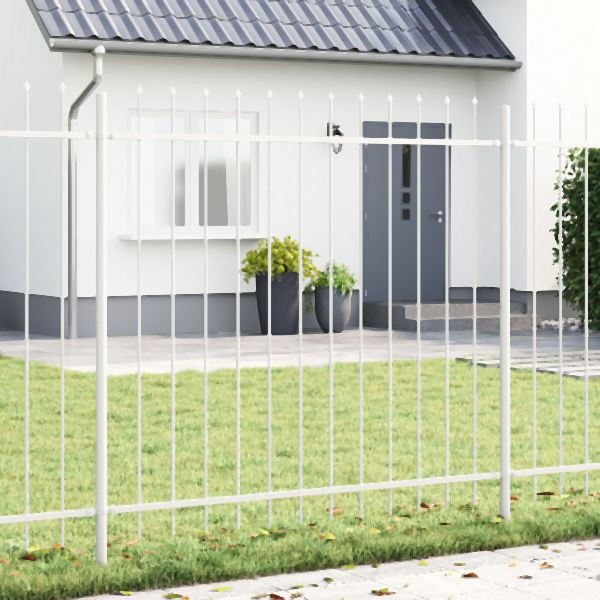 vidaXL Gartenzaun mit Speer-Spitze Weiß 15,3x1,5 m aus Stahl, 3334182