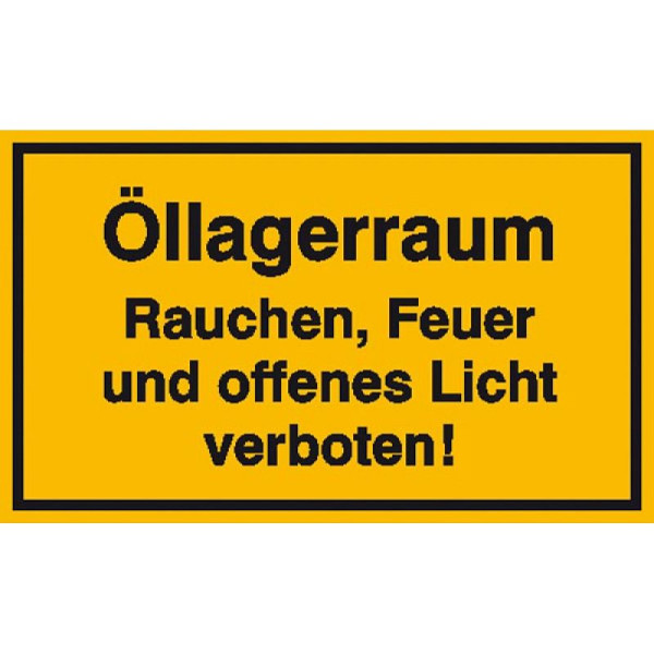 Stein HGS Hinweisschild zur Betriebskennzeichnung, Öllagerraum, 250x150mm/Folie, selbstklebend, 21.5979
