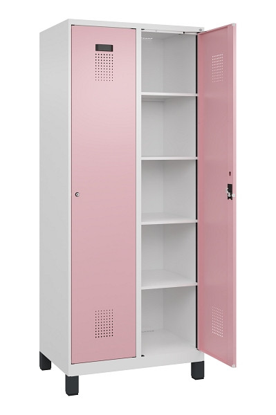 C+P Wäsche-Spind Evolo PLUS, mit Füßen, 2 Abteile, 1950x800x500mm, 9016/3015, Verschluss Zylinderschloss, Ablageböden 8, 049010-22B S10045