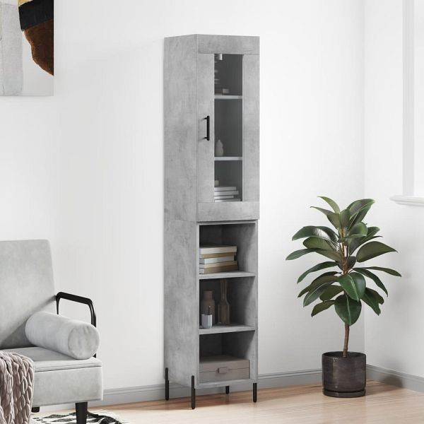 vidaXL Highboard Betongrau 34,5x34x180 cm Holzwerkstoff, 3199373