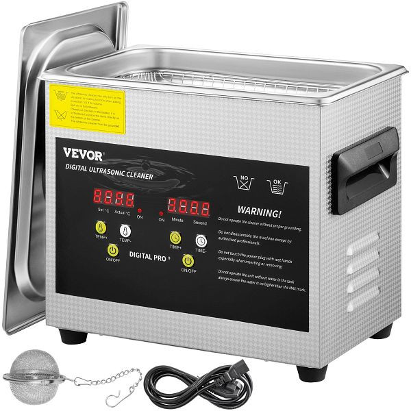 VEVOR 3L Digital Ultraschall Reiniger Heizung Timer Schmuck Brillen Reinigung, QXJ3LCSB-200W0001V2