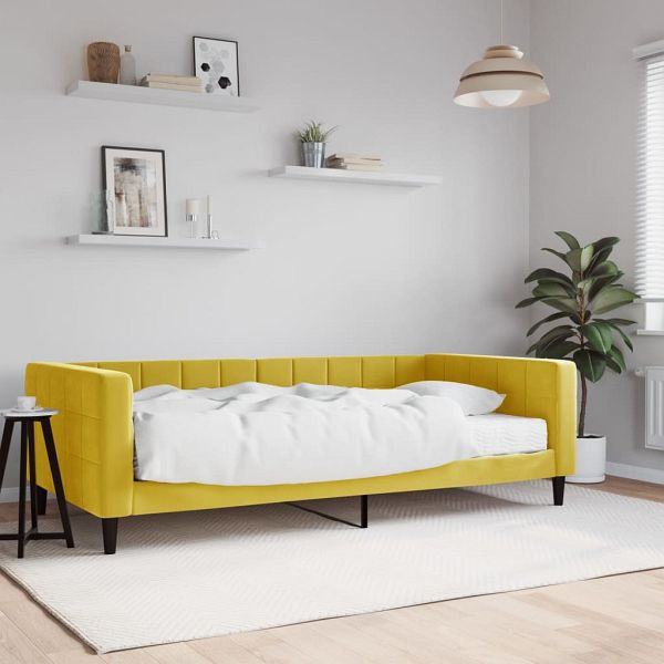 vidaXL Tagesbett mit Matratze Gelb 100x200 cm Samt, 3196679