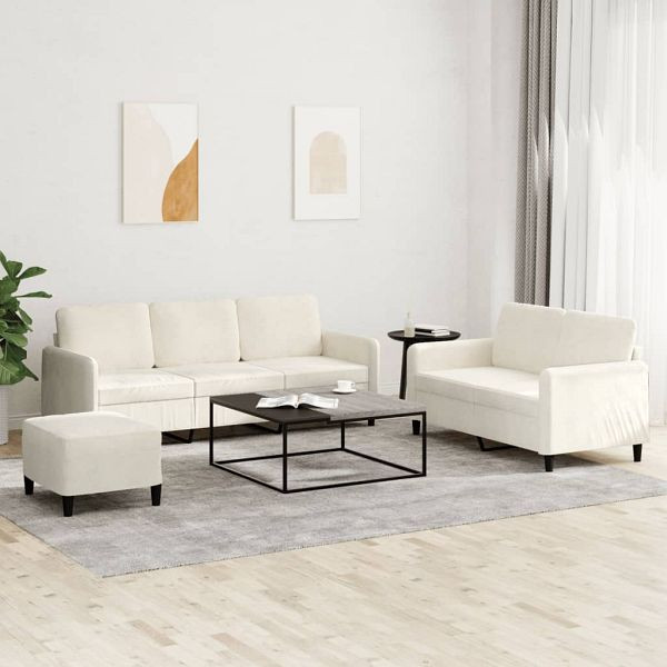 vidaXL 3-teilig Sofagarnitur Creme Samt, Füllung: Schaumstoff, 3202032