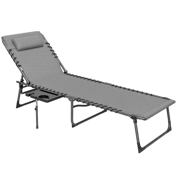 Outsunny Sonnenliege klappbar Gartenliege mit Kopfkissen, Liegestuhl mit 5-Fach verstellbare Rückenlehne bis 120 kg, 84G-721V00GY
