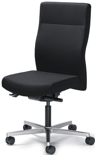 Deskin Bürodrehstuhl winSIT ohne Armlehnen, Fußkreuz Aluminium alusilber, Bezug Stoff Delta1 Plus, Farbe schwarz, 260805
