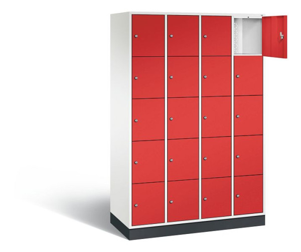 C+P Schließfachschrank Intro, H1950xB1220xT490mm, Farbe: Verkehrsweiß / feuerrot, 8570-401 S10247