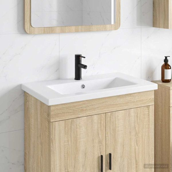 vidaXL Waschbecken fürs Badezimmer Matt Schwarz 81 x 40 x 17,5 cm, 890237