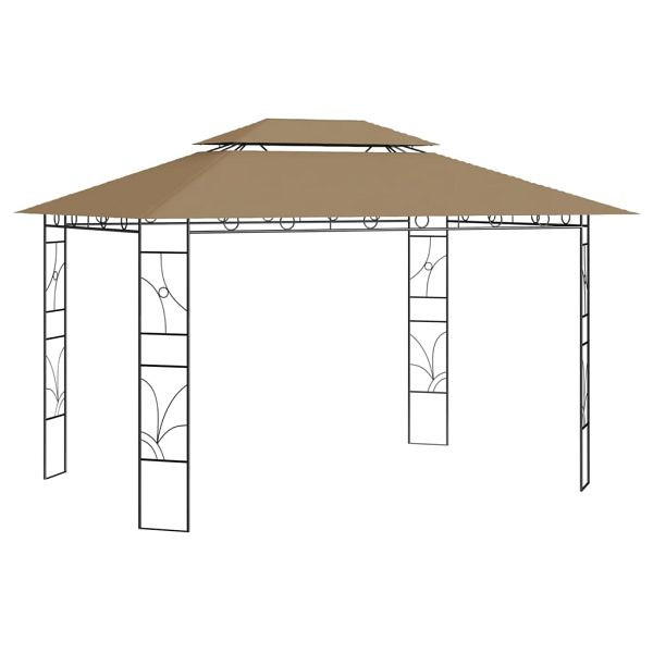 vidaXL Pavillon 4x3x2,7 m Taupe 160 g/m², Stahl pulverbeschichtet, 313916