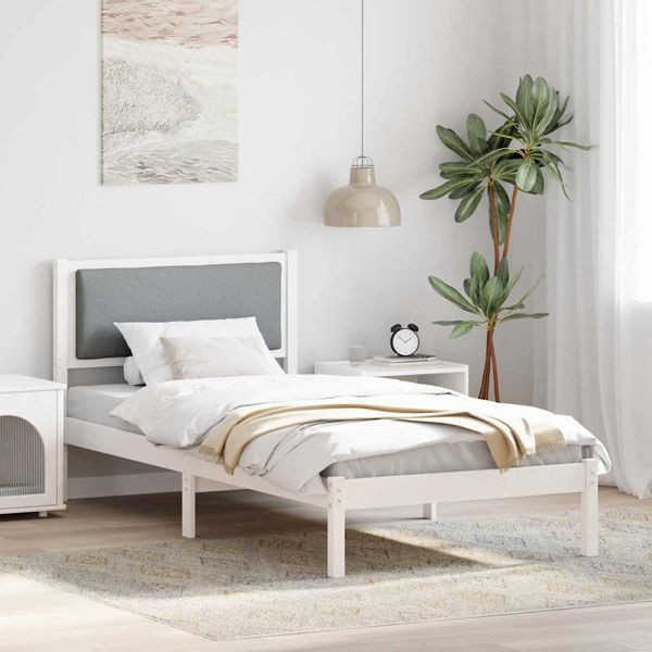 vidaXL Bettrahmen Hellgrau 100 x 200 cm Massives Kiefernholz, 878143