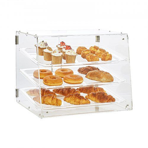 VEVOR 3-stöckige Gebäck-Vitrine, Kommerzielle Bäckerei-Vitrine 526 x 360 x 415 mm, Bäckerei-Vitrine & Abnehmbaren Regalen, YKLMBZSJYKL3LWCW3V0