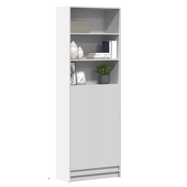 vidaXL Highboard mit LED-Beleuchtung Weiß 69x32,5x200 cm Holzwerkstoff, 3307905