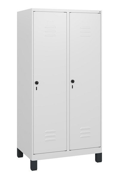 C+P Umkleidespind Classic PLUS, Füße, 2 Abteile, 1630x800x500mm, 9016/9016, Drehriegel, 0800105-22 S10014