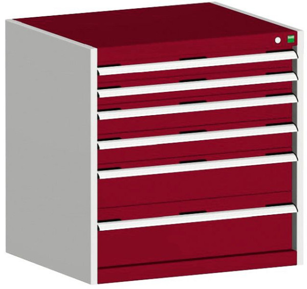 bott cubio Schubladenschrank bestückt mit 6 Schubladen BxTxH: 800 x 525 x 800 mm, RAL 7035/3004, 40012097.24V