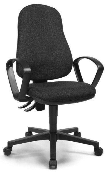 Deskin Bürostuhl COMFORT P mit Armlehnen, Anthrazit, 800 x 600 x 330 mm, Gestell: Polyamid schwarz, 333326