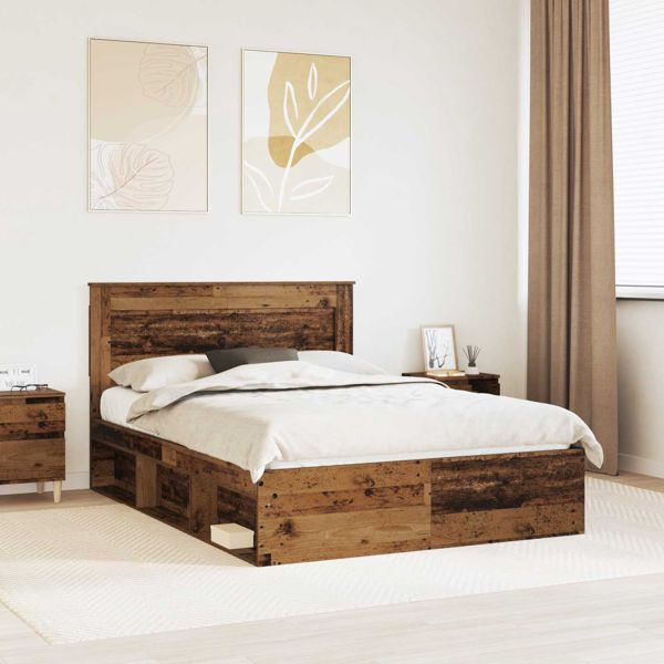 vidaXL Bettrahmen Altholz 140 x 190 cm Massives Kiefernholz, 3410086
