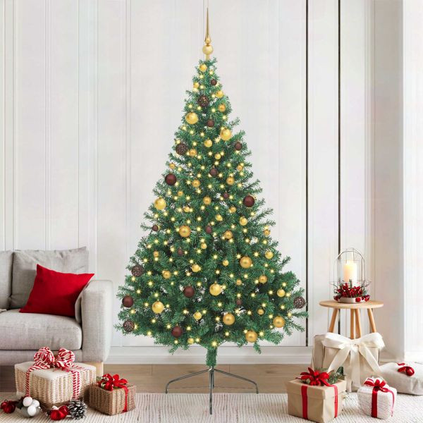 vidaXL Künstlicher vorbeleuchteter Weihnachtsbaum Grün 210 cm PVC, 3397021