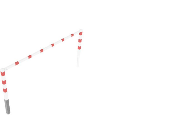 Schake Wegesperren mit Dreikantverschluss schwenkbar mit Oberholm, feuerverzinkt und weiß beschichtet, Gesamtbreite: 3000 mm, 410_30B