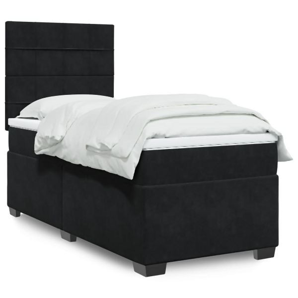 vidaXL Boxspringbett mit Matratze Schwarz 90x200 cm Samt, 3293112
