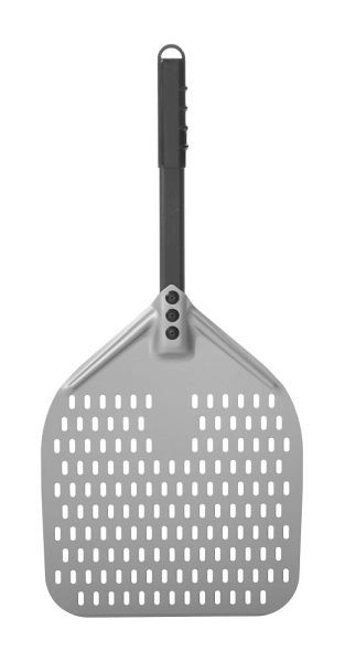 Hendi Pizzaschaufel - eckig, gelocht, kurzer Griff, Länge: 710 mm, aus hart eloxiertem Aluminium, 618080