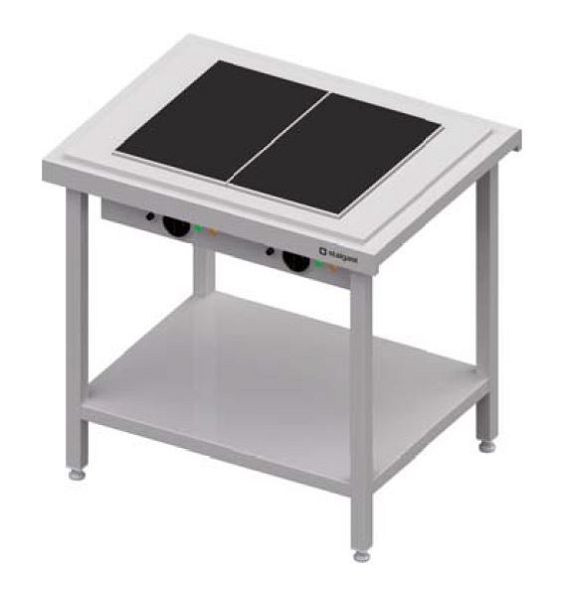 Stalgast Warmausgabe mit einer Glaskeramik-Wärmeplatte 2x GN1/1, 920x735x880, Edelstahlabdeckung, CF09108