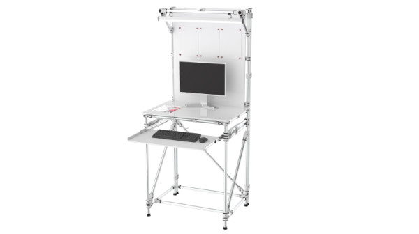 TRILOGIQ Kontrolltisch mit Tastaturauszug und LED-Beleuchtung, 21212-01