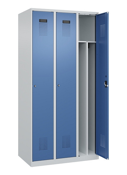 C+P Spind Evolo PLUS, 3 Abteile, 1850x900x500mm, 7035/5023, Verschluss Zylinderschloss, 049000-30F S10035