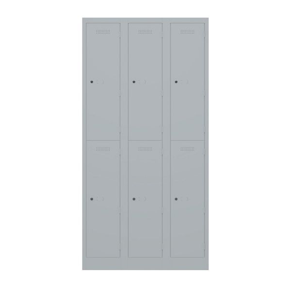 Bisley Garderobenschrank Primary Locker, 3 Abteile mit je 2 Fächern übereinander, 355 silber, PL3050T2355
