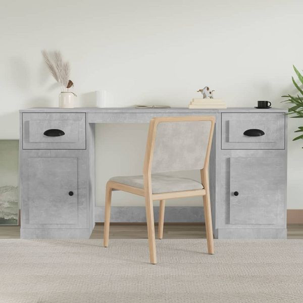 vidaXL Schreibtisch mit Stauraum Betongrau Holzwerkstoff, 3185331