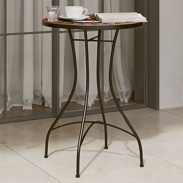vidaXL Mosaik-Bistrotisch Terrakottarot und Weiß Ø50x70 cm Keramik, 4003401